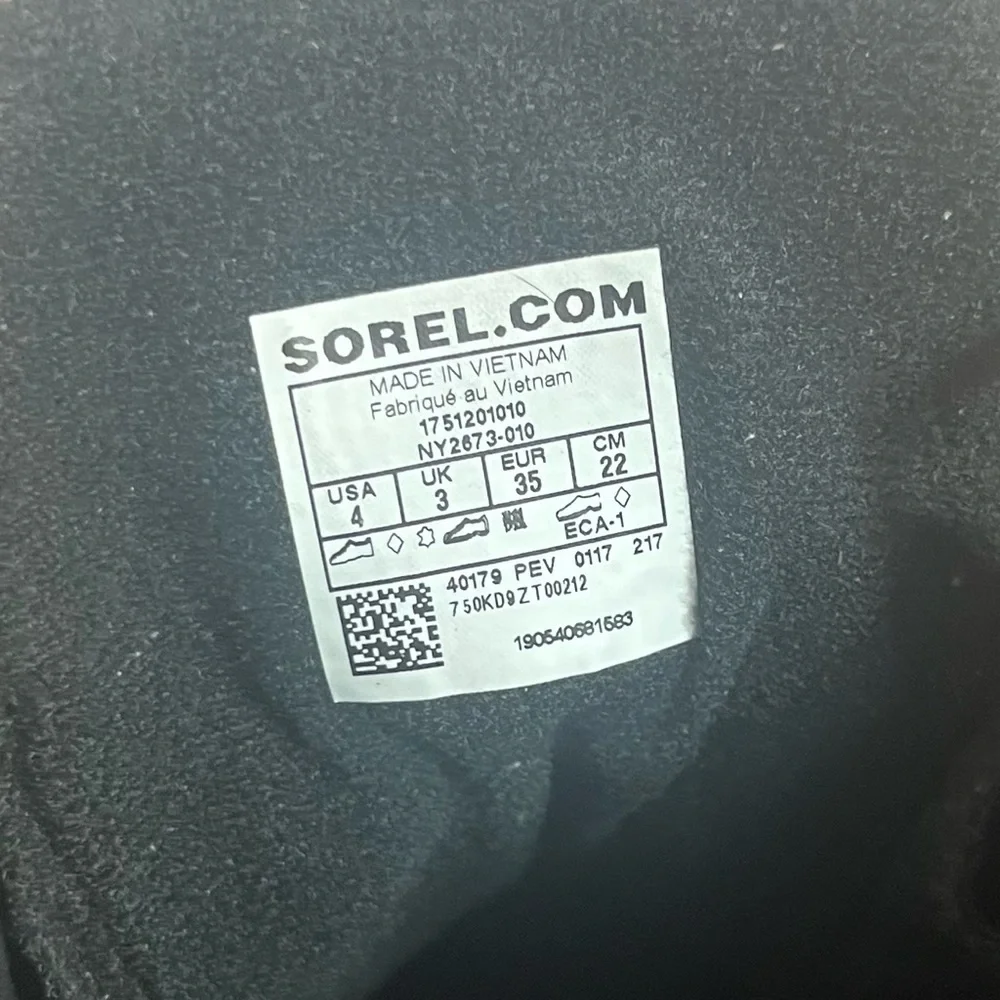 Sorel Cheyanne II Black Waterproof Winter Snow Duck Boot Youth Size 4